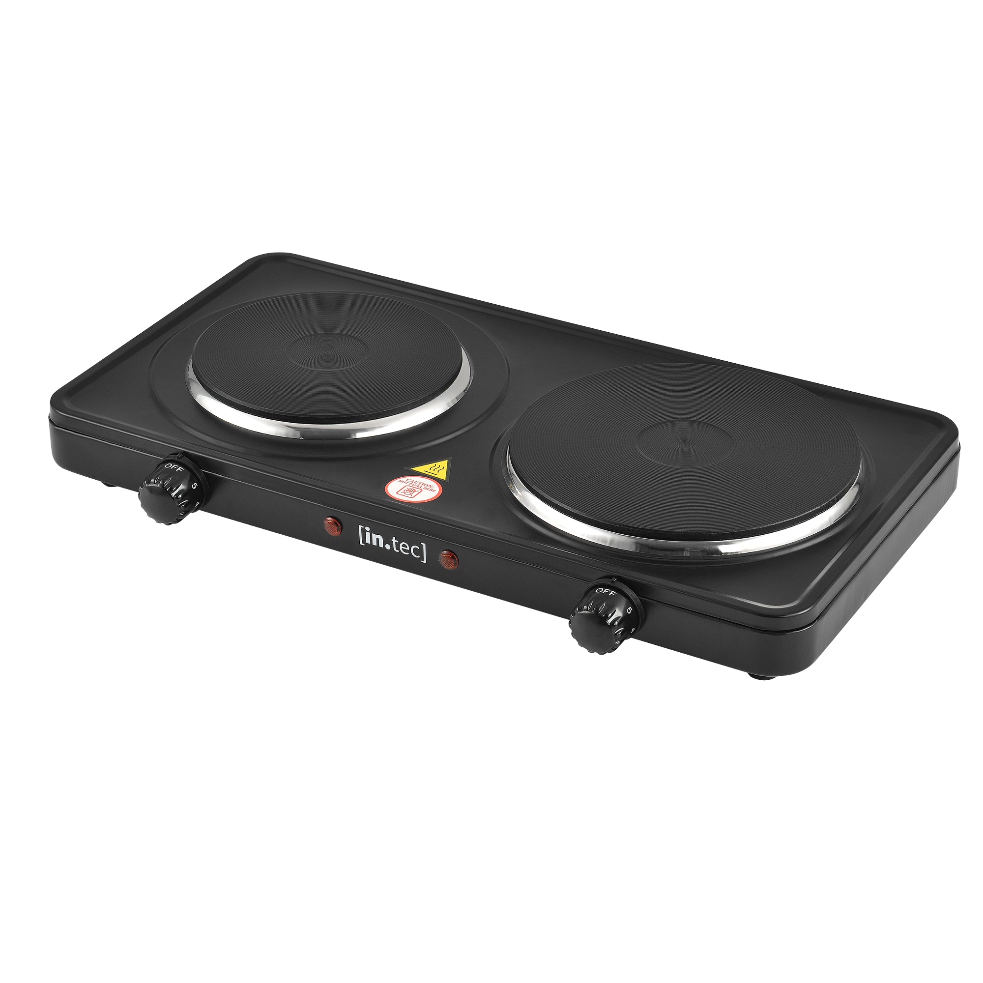 Fornello Elettrico Doppio con Piastre in Ghisa 1000+1500 W - Nero in.tec