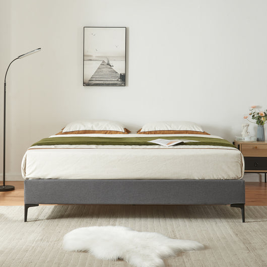 Letto Matrimoniale Lilla 160x200 cm con Fodera Protettiva - Grigio Scuro [en.casa]