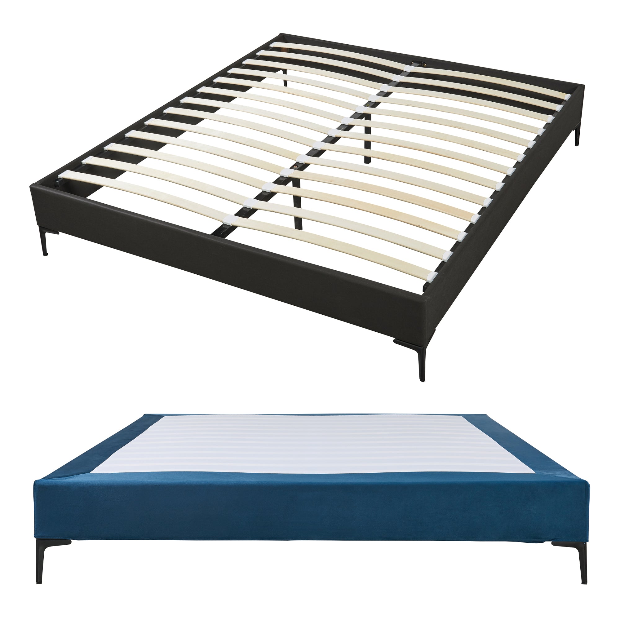 Letto Matrimoniale Lilla 160x200 cm con Fodera Protettiva - Blu [en.casa]