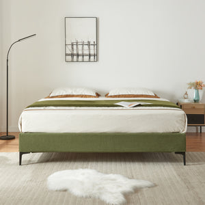 Letto Matrimoniale Lilla con Materasso 160x200 cm Fodera Protettiva Verde [en.casa]