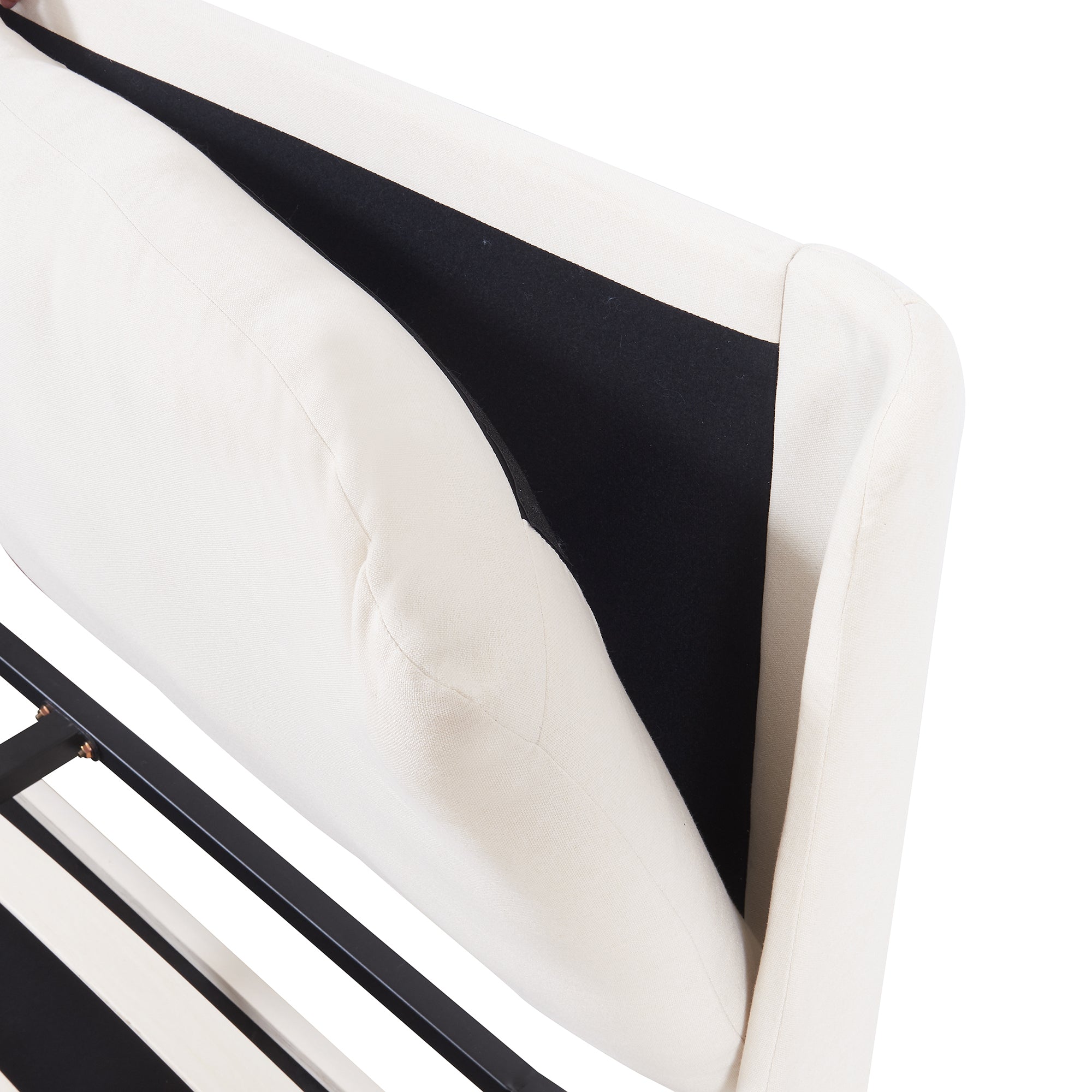 Letto Matrimoniale Lunner con Contenitore Testiera Imbottita e Materasso 160 x 200 cm - Beige [en.casa]