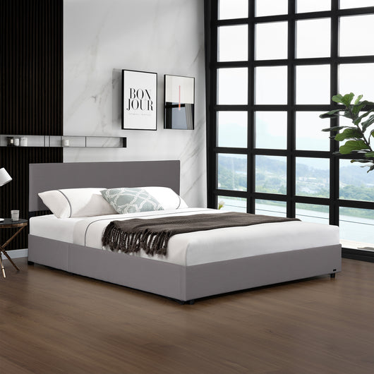 Letto Contenitore Juva con Apertura a Ribalta Letto Francese 140x200 cm Velluto a Coste Grigio Corium