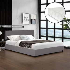 Letto Contenitore Juva Apertura a Ribalta Letto Francese con Materasso 140x200 cm Velluto a Coste Grigio Corium