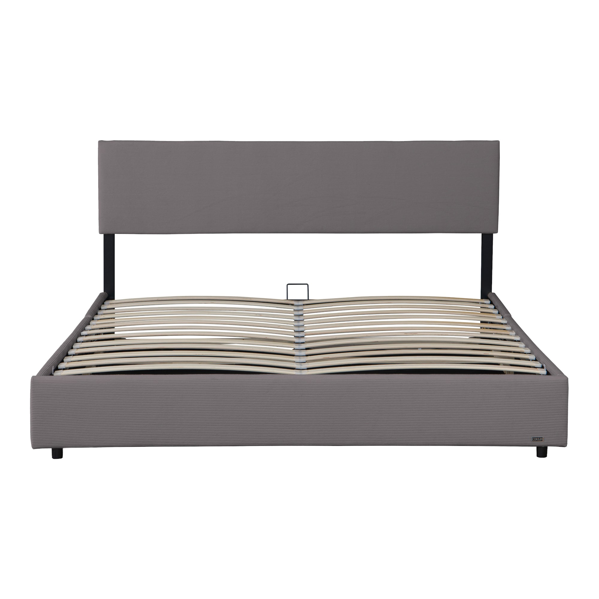 Letto Contenitore Juva Apertura a Ribalta Letto Francese con Materasso 140x200 cm Velluto a Coste Grigio Corium