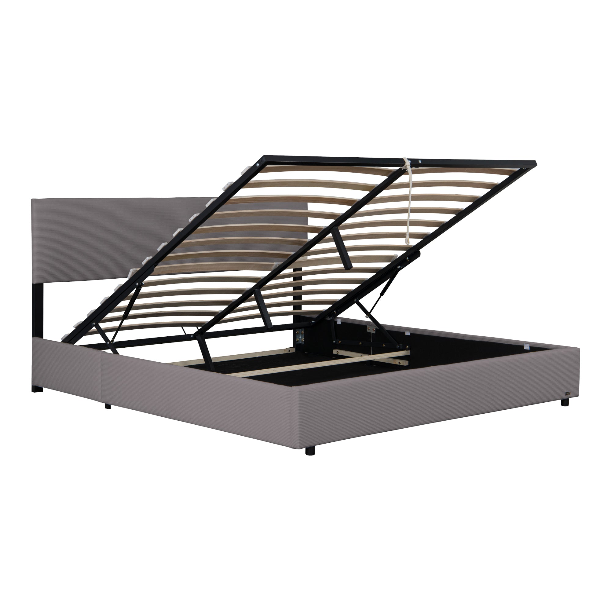 Letto Contenitore Juva Apertura a Ribalta Letto Francese con Materasso 140x200 cm Velluto a Coste Grigio Corium