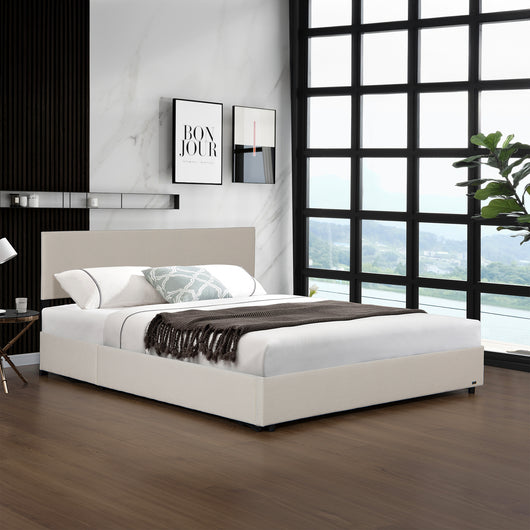 Letto Contenitore Juva con Apertura a Ribalta Letto Matrimoniale 160x200 cm Velluto a Coste Beige Corium