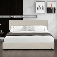 Letto Contenitore Juva con Apertura a Ribalta Letto Matrimoniale 160x200 cm Velluto a Coste Beige Corium