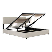 Letto Contenitore Juva con Apertura a Ribalta Letto Matrimoniale 160x200 cm Velluto a Coste Beige Corium