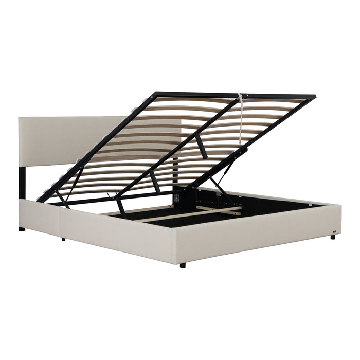 Letto Contenitore Juva Apertura a Ribalta Letto Matrimoniale con Materasso 160x200 cm Velluto a Coste Beige Corium