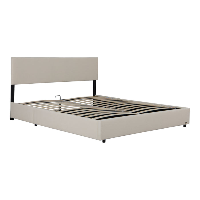 Letto Contenitore Juva con Apertura a Ribalta Letto Matrimoniale 160x200 cm Velluto a Coste Beige Corium