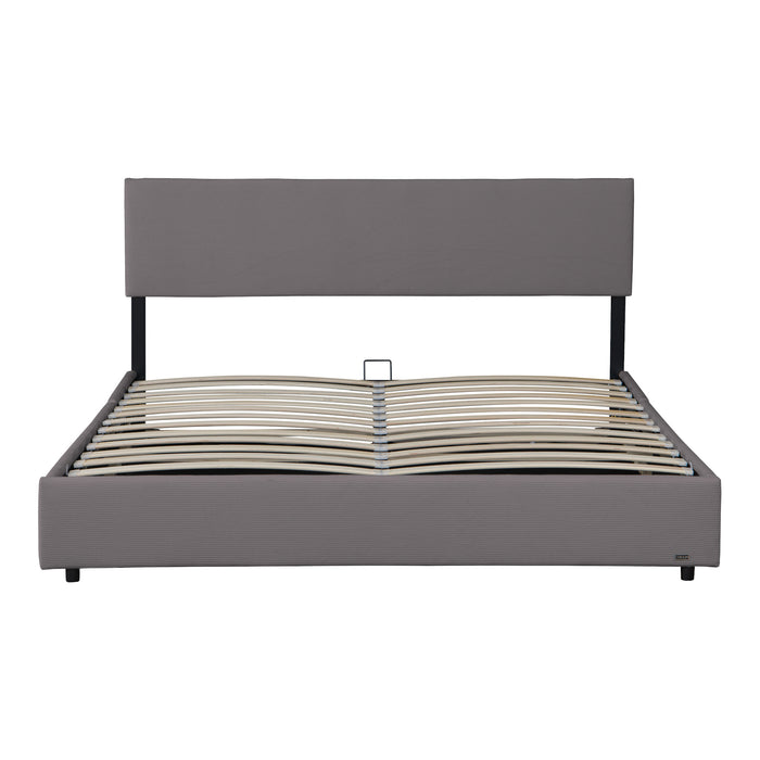 Letto Contenitore Juva Apertura a Ribalta Letto Matrimoniale con Materasso 160x200 cm Velluto a Coste Grigio Corium