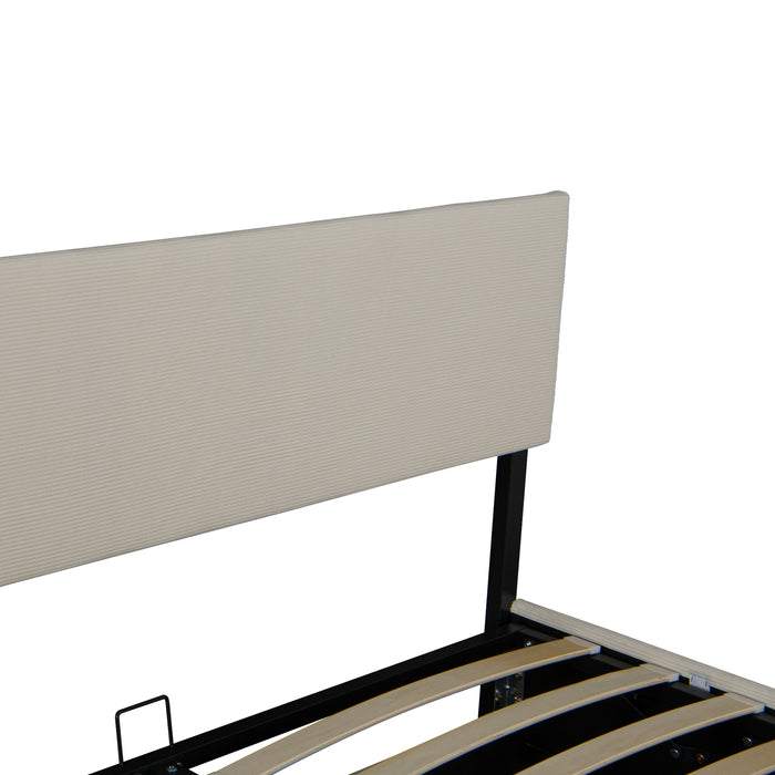 Letto Contenitore Juva con Apertura a Ribalta Letto Matrimoniale 180x200 cm Velluto a Coste Beige Corium