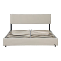 Letto Contenitore Juva Apertura a Ribalta Letto Matrimoniale con Materasso 180x200 cm Velluto a Coste Beige Corium