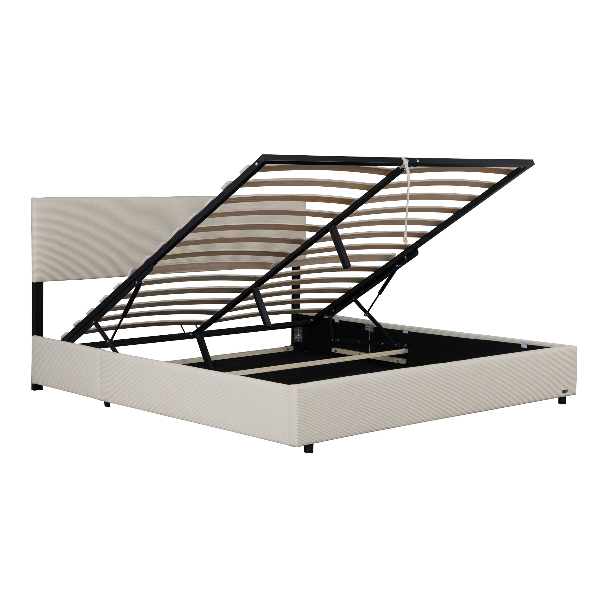 Letto Contenitore Juva con Apertura a Ribalta Letto Matrimoniale 180x200 cm Velluto a Coste Beige Corium