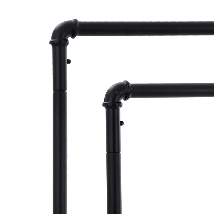 Appendiabiti con ruote capacità di carico 110 kg due barre appendiabiti mobili ripiano in metallo nero di qualità commerciale 12_0007064
