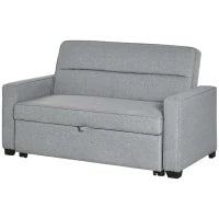 Divano Letto a 1 Piazza in Tessuto, Seduta 2 Posti e Schienale a 3 Reclinazioni, 154x87x89cm