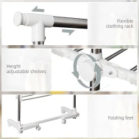 Homcom – Stendibiancheria 3 piani Stendino con Appendiabiti e Ruote - Regolabile 139x62x136cm