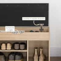 Scarpiera Salvaspazio Imbottita con 2 Ripiani Aperti e Spazio a Scomparsa, in Legno e Pelle PU, 80x30x45 cm