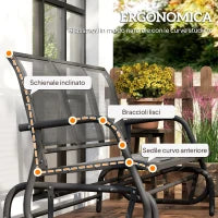 Panchina a Dondolo da Giardino a 3 Posti in Metallo e Tessuto a Rete Traspirante, 147x70x85cm, Grigio