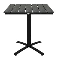 Tavolo da Giardino, per 4 Persone, Effetto Legno, Telaio in Alluminio, 70 x 70 x 76 cm, Grigio