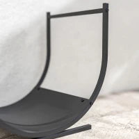 Portalegna da camino curvo, robusto, per interno ed esterno, struttura in metallo, 43 x 33 x 38 cm, Nero