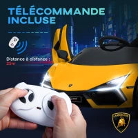 Auto elettrica 12V con licenza Lamborghini Revue veicolo elettrico telecomando velocità 3-5 km/h per bambini da 3 a 5 anni giallo