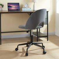 Sedia Girevole Kajaani da Scrivania Effetto Velluto Grigio [en.casa]