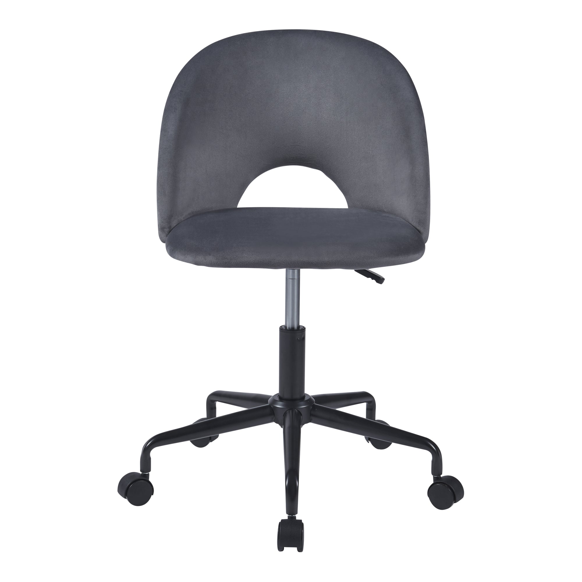 Sedia Girevole Kajaani da Scrivania Effetto Velluto Grigio [en.casa]