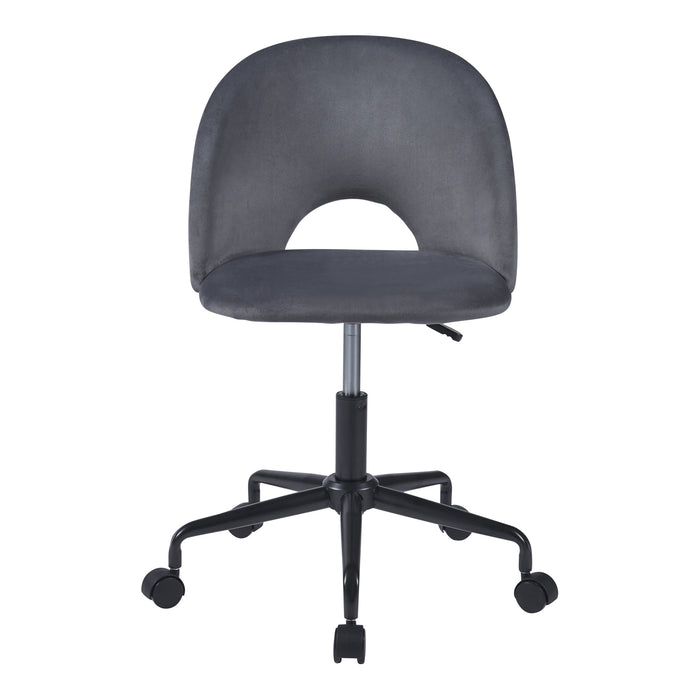 Sedia Girevole Kajaani da Scrivania Effetto Velluto Grigio [en.casa]