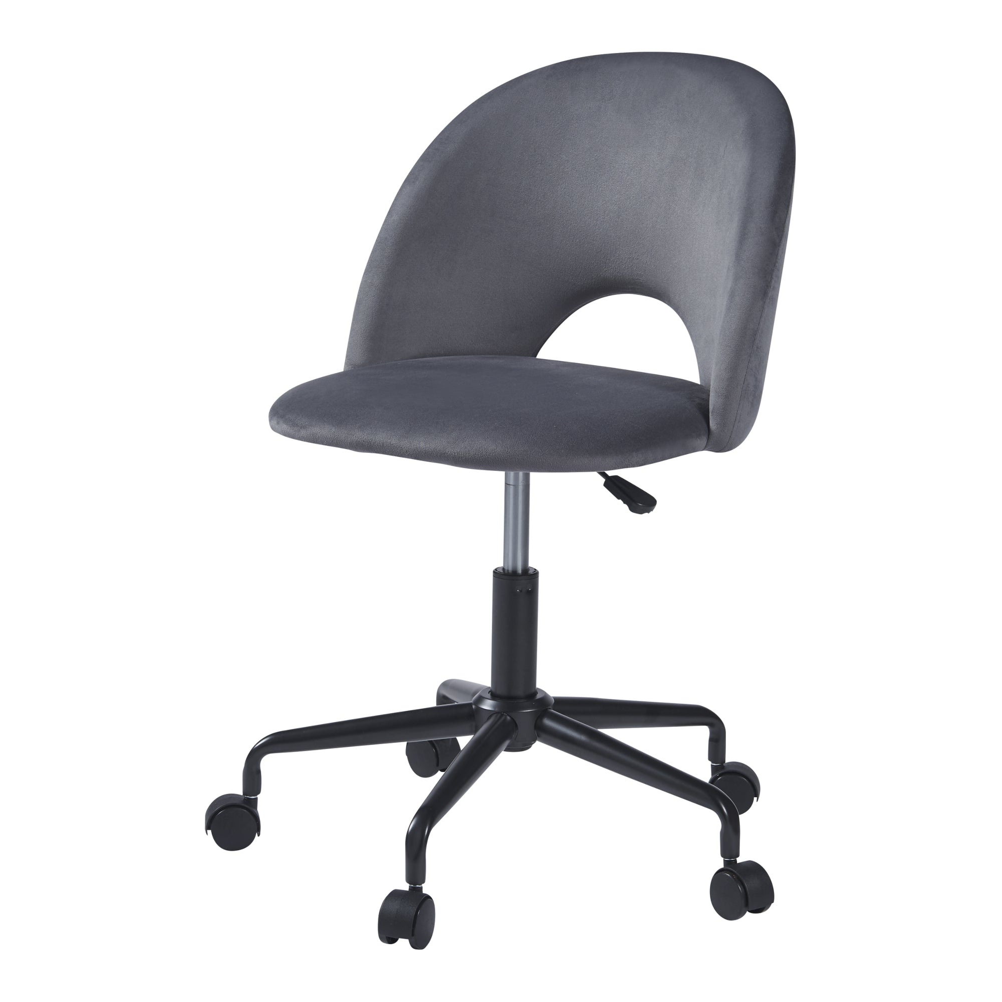 Sedia Girevole Kajaani da Scrivania Effetto Velluto Grigio [en.casa]