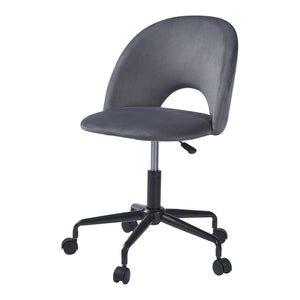 Sedia Girevole Kajaani da Scrivania Effetto Velluto Grigio [en.casa]