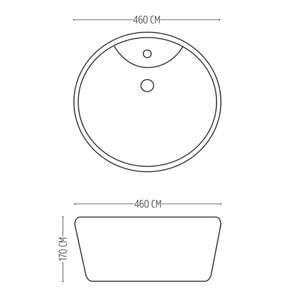 Lavabo d'appoggio ceramica bianco tondo lavandino arredo bagno cm 46x46x17