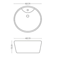 Lavabo d'appoggio ceramica bianco tondo lavandino arredo bagno cm 46x46x17