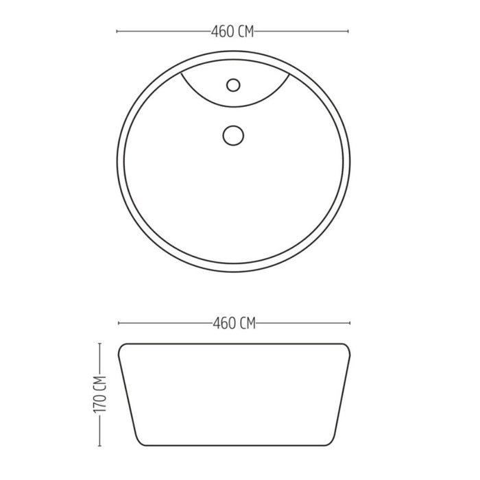 Lavabo d'appoggio ceramica bianco tondo lavandino arredo bagno cm 46x46x17