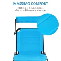 Sedia Sdraio da Esterno Pieghevole con Tettuccio e Rivestimento Imbottito in Gommapiuma, Lettino Prendisole da Giardino con Schienale Regolabile 66x164x81cm Blu