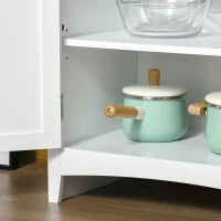 Mobile Dispensa Alto con 2 Armadietti, Ripiani Regolabili e Piano d'Appoggio, in MDF, 68.6x40x164 cm, Bianco