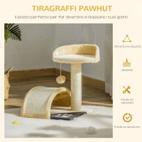 Albero Tiragraffi per Gatti per Gioco e Relax 35.5x37x46 cm Beige