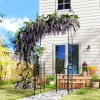 Arco da Giardino con Cancello, Traliccio per Piante Rampicanti in Metallo, 2.2x1 m, Nero