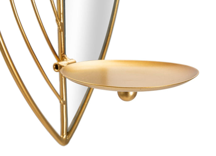 Due Porta candele da muro in metallo dorato 18x13x41-15x13x35cm Leaf