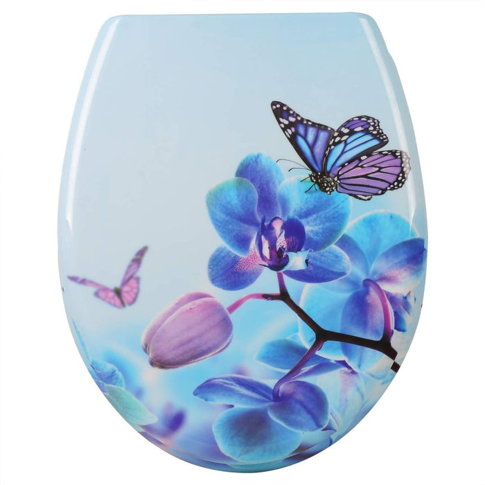 Sedile WC con abbassamento automatico in duroplastico disegno farfalla-viola 19_0000694