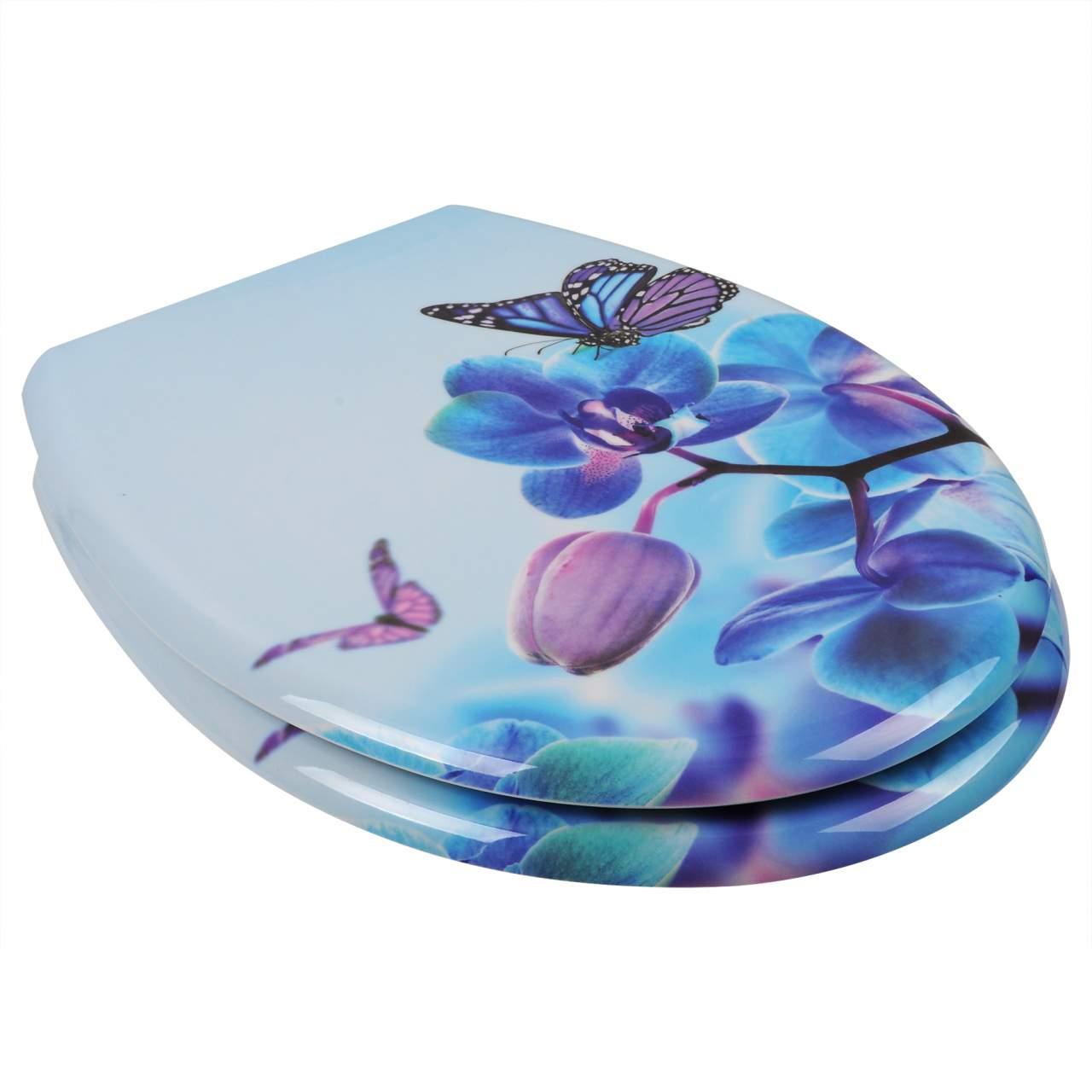 Sedile WC con abbassamento automatico in duroplastico disegno farfalla-viola 19_0000694