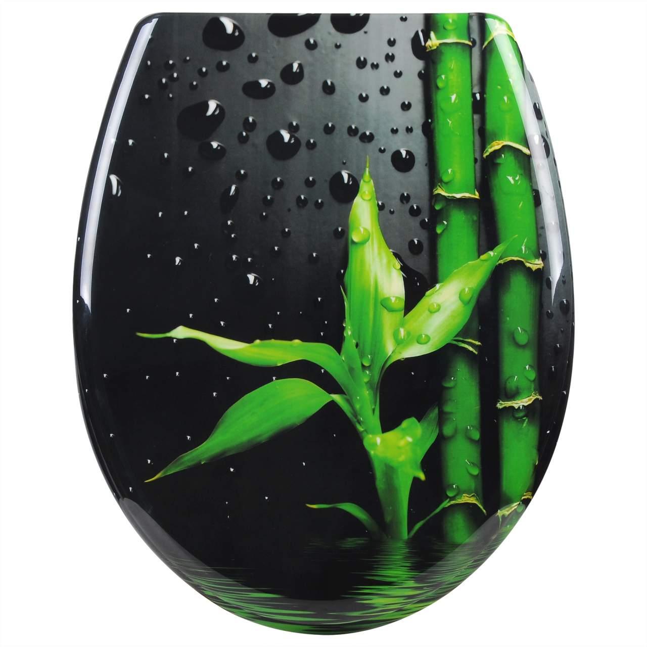 Copriwater Sedile WC Premium, Copriwater incernierato regolabile con chiusura ammortizzata per bagno di famiglia in bambù 19_0000735