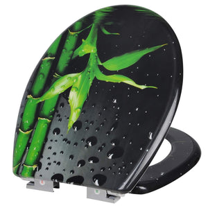 Copriwater Sedile WC Premium, Copriwater incernierato regolabile con chiusura ammortizzata per bagno di famiglia in bambù 19_0000735