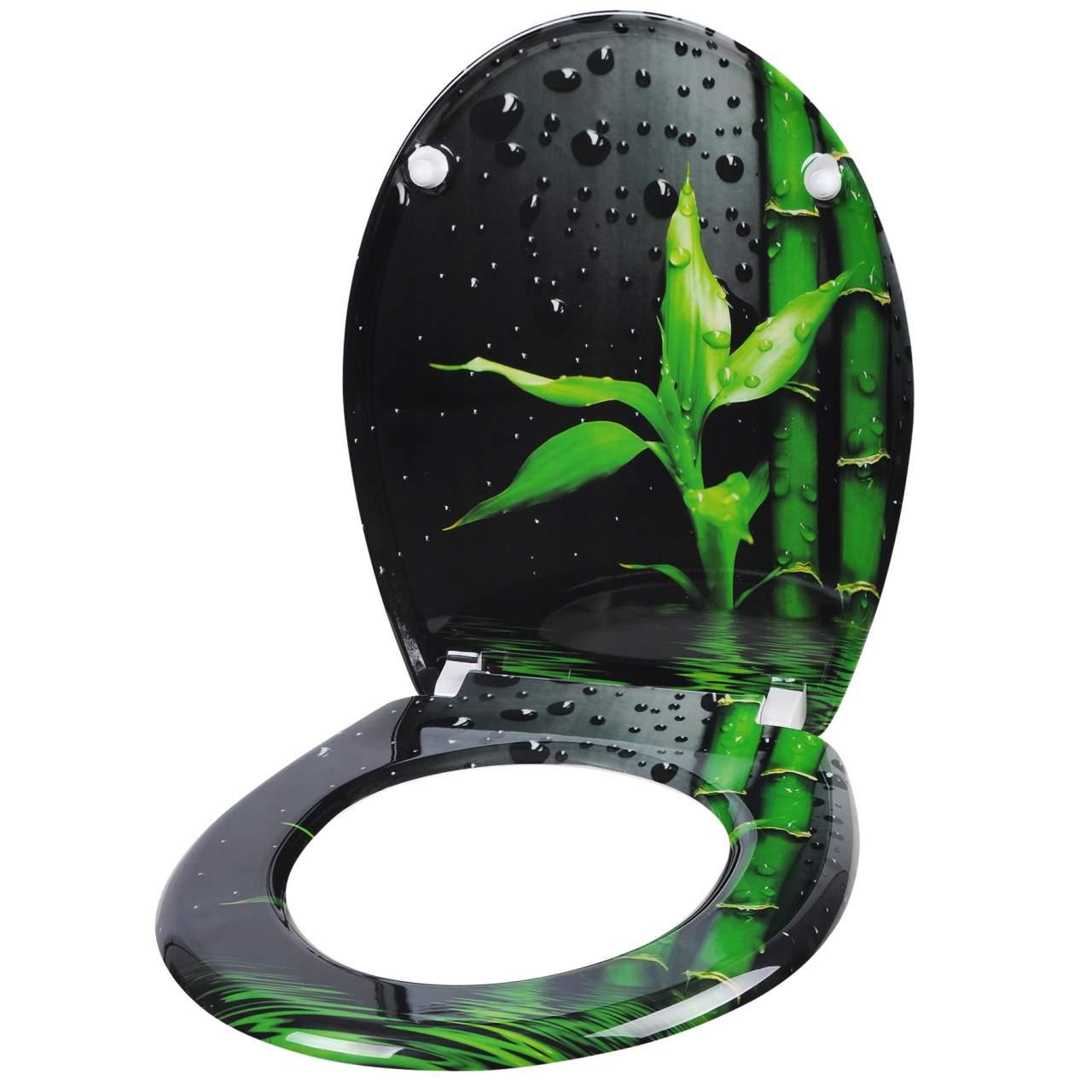 Copriwater Sedile WC Premium, Copriwater incernierato regolabile con chiusura ammortizzata per bagno di famiglia in bambù 19_0000735