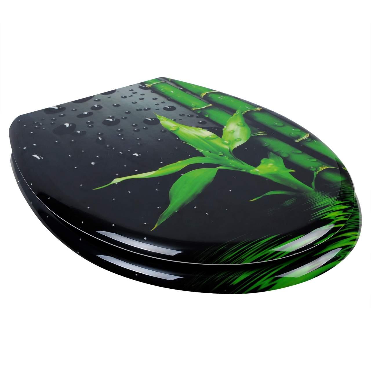 Copriwater Sedile WC Premium, Copriwater incernierato regolabile con chiusura ammortizzata per bagno di famiglia in bambù 19_0000735