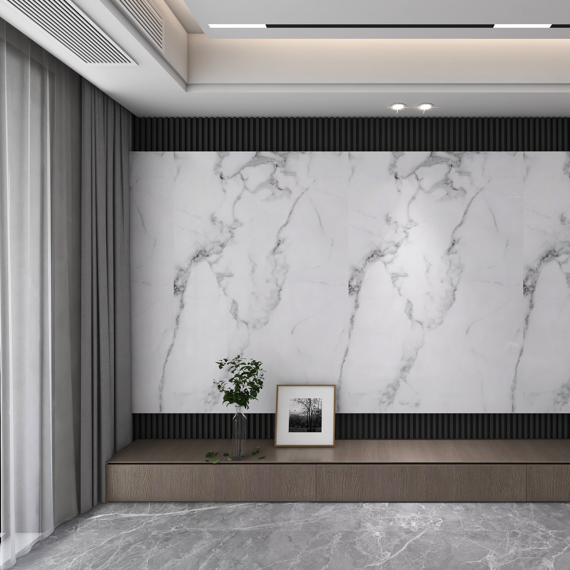 Set Bladel di 4 Pannelli Decorativi in PVC per Parete - Effetto Marmo White Marble [neu.haus]