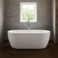 Vasca da bagno free standing ovale acrilico bianco lucido 138 x 57 x 75 cm