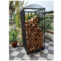 Legnaia da esterno su ruote in acciaio zincato antracite 80x80xh190 cm