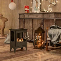 Camino a Bioetanolo in Acciaio Inox con Bruciatore da 1.2L per 3 Ore di Durata, 36x26x54cm, Nero