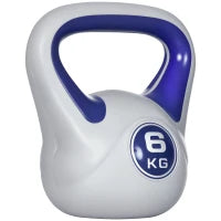 Kettlebell 6kg con Rivestimento Morbido e Base Piatta in PU e Sabbia, 20x13x22cm, Viola